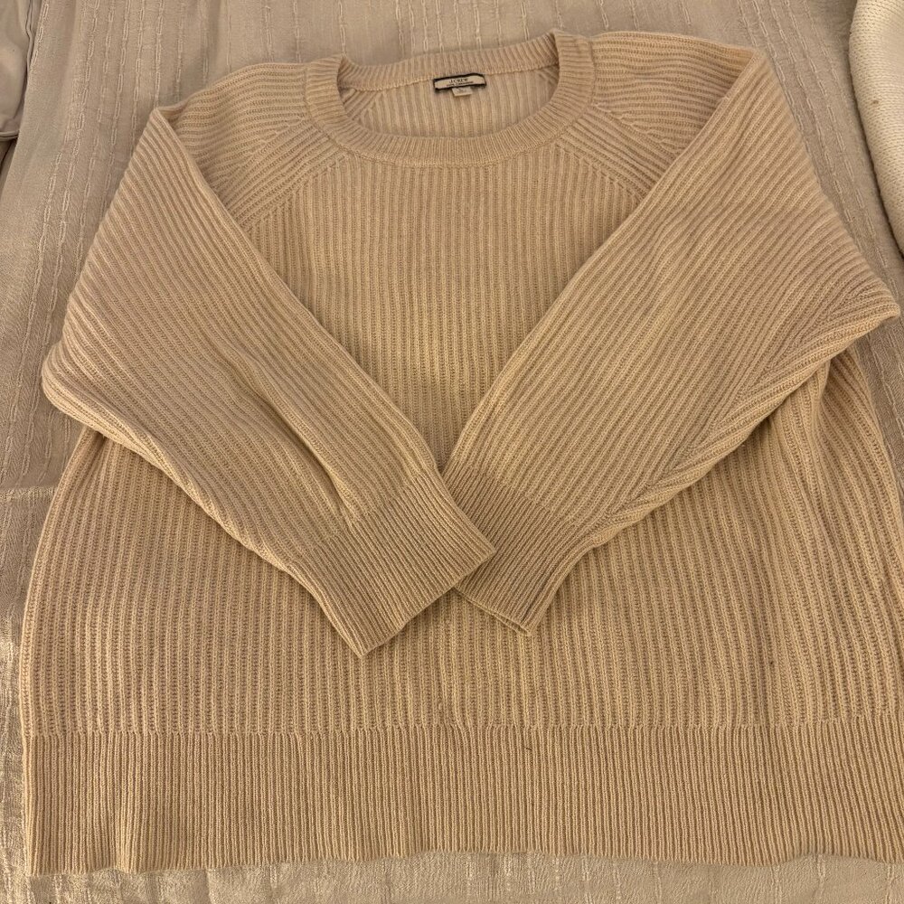 J Crew Ivory Cashmere Sweater Size L